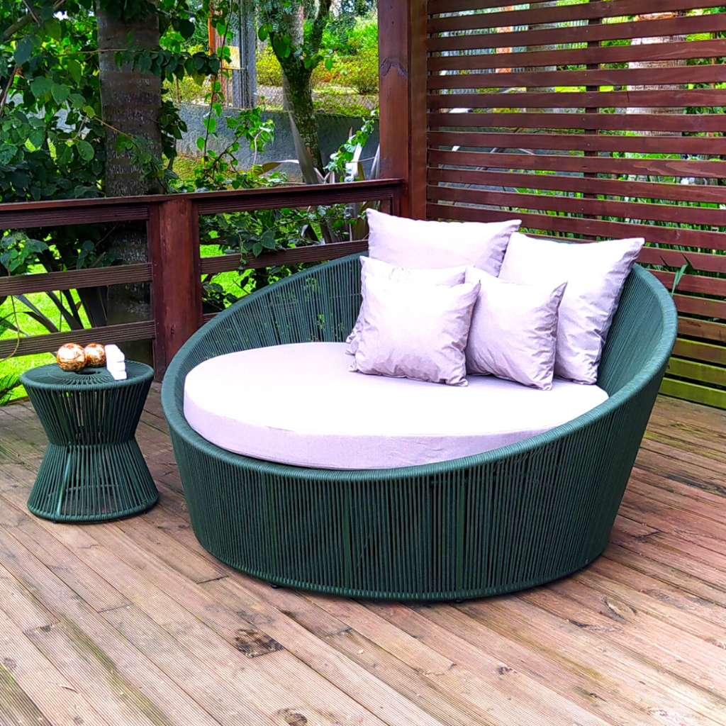 Chaise Suíte - chaise de corda náutica com puff