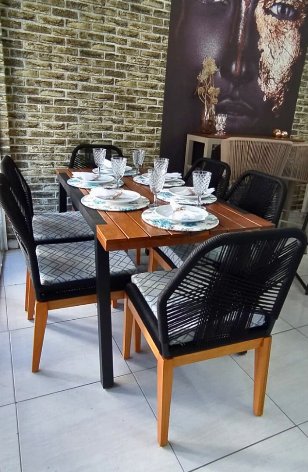 Conjunto Mesa e Cadeira Corda Náutica - Gardênia II