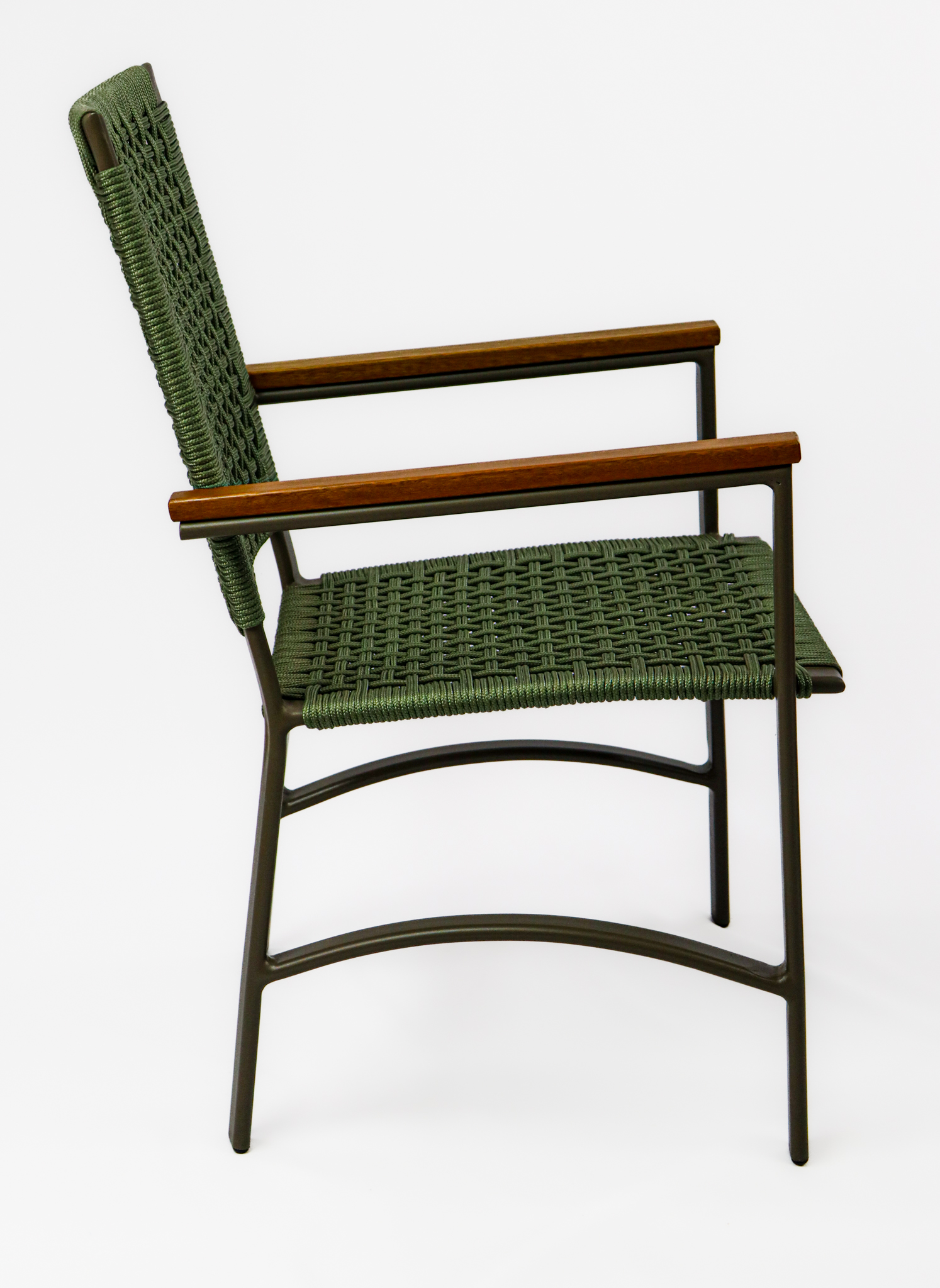 Cadeira de corda náutica verde.