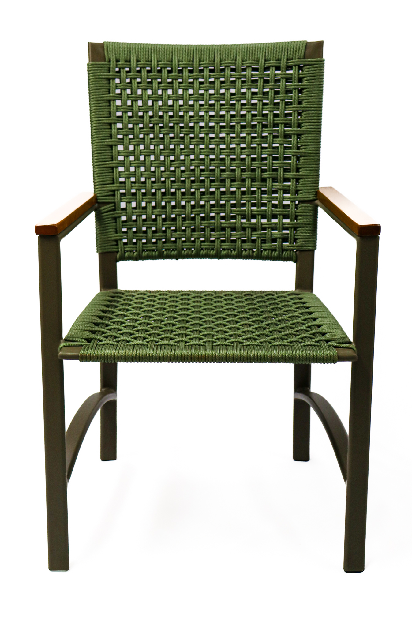 Cadeira de corda náutica verde.