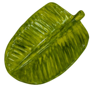 Fruteira de mesa em gesso, formato de folha.