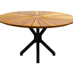 Mesa de jantar redonda, em madeira.